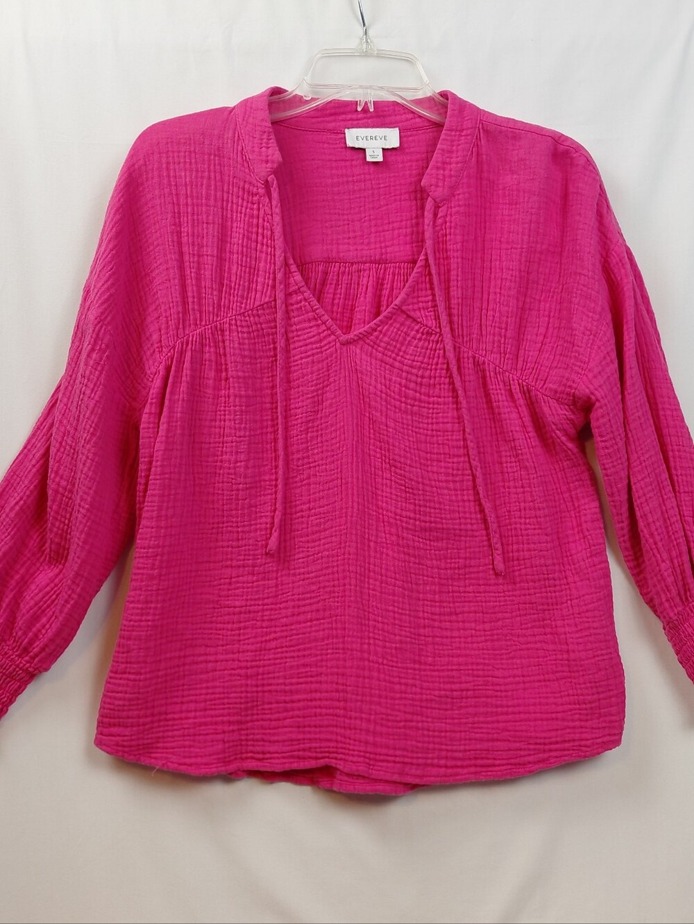 Evereve Eleanor Gauze Peasant Top Women's Size Small Pink 100% Cotton